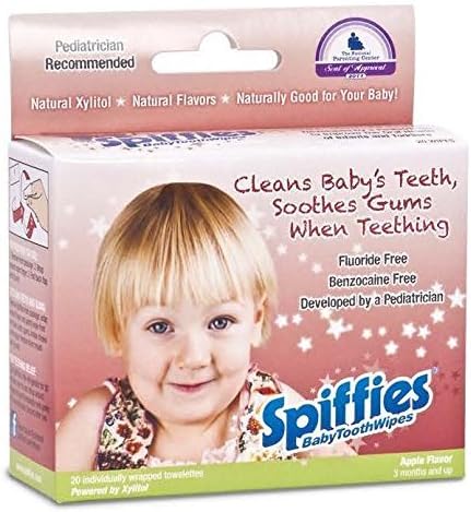 Spiffies Apple Flavored Baby Tooth Wipes, 20 Count by Spiffies