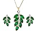 Yoursfs Leaf Jewelry Set For Women Green Oval Crystal Bunch of Leaves Necklace Earrings Set