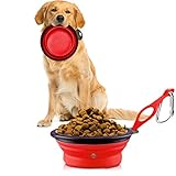 Collapsible, Portable Pet Travel Bowl -- Food, water feeder for camping, hiking, journey - Food-grade, BPA-free - Carabiner clip for easy storage - Low footprint - Feed dog/cat anytime, anywhere