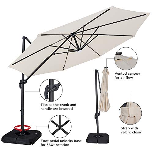 Patio Watcher 10FT Solar 35 LEDs Patio Umbrella Offset Cantilever