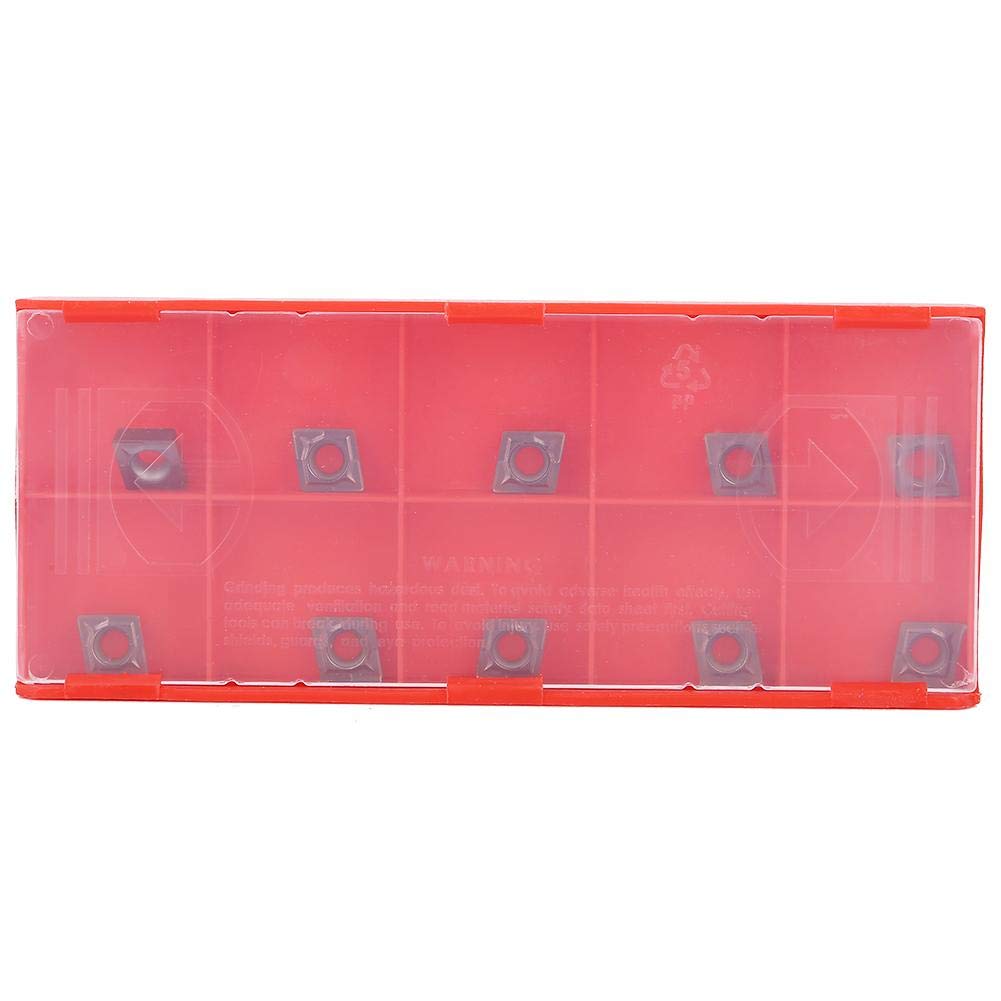 Oumefar 10Pcs CCMT060204 Carbide Lathe Turning Inserts Carbide Turning Inserts Set for SCLCR Turning Tool Holder