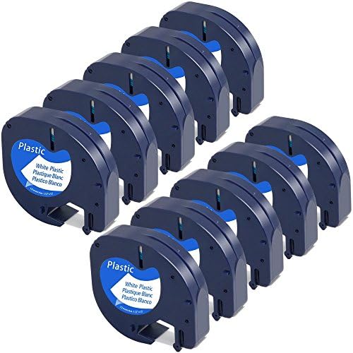 AOJE Compatible Label Tape Replacement for Dymo Letratag Refills White Plastic 91331 S0721610 1/2'' W x 13' L Work with Dymo Label Makers LetraTag LT100H Plus LT100T QX50, 10-Pack