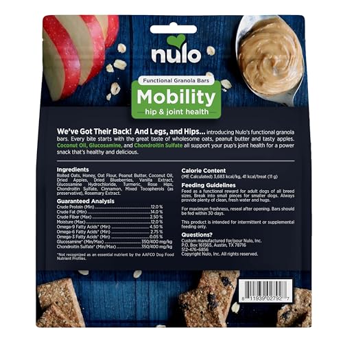 NULO FUNCTIONAL GRANOLA BARS, HEALTHY DOG TREATS, OVEN BAKED, MADE WITH PREBIOTICS AND PROBIOTICS, CONTAINS NO ADDED SALT, SUGAR, OR MOLASSES, 10 OUNCE BAG