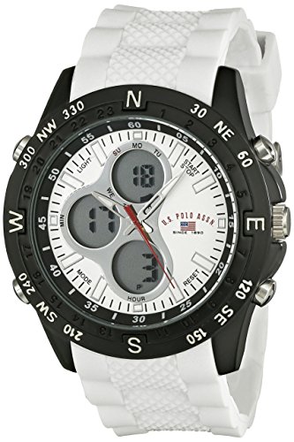 U.S. Polo Assn. Sport Men's US9143 Watch with White Rubber Band