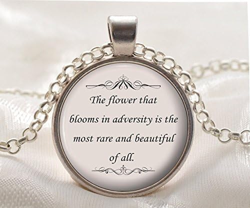 Quote Pendant - Inspirational Necklace - The Flower - Mulan Quote - Silver Motivational Jewelry Gift for Women and Girls