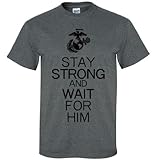 Stay Strong and Wait For Him - USMC Logo Short Sleeve T-Shirt