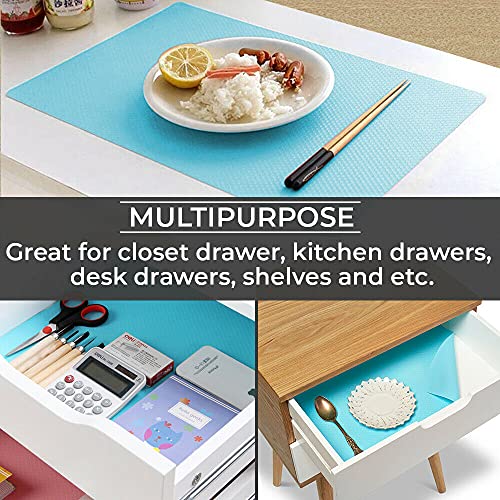 Aliyya Shelf Liner Kitchen Drawer Mats, Non-Adhesive EVA Cabinet Liners Non Slip Waterproof Refrigerator Liners for Shelves for Cupboard, Cabinet, Drawer Liner - Blue, 17.7 X 78.7 Inches