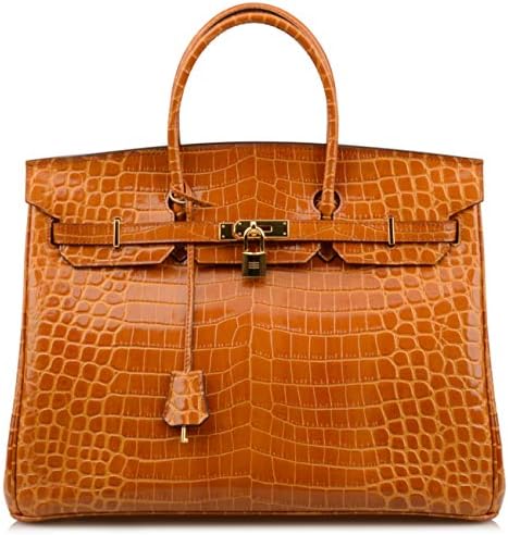 Ainifeel 40cm Oversized Patent Leather Padlock Handbag Laptop Purse Business Handbags