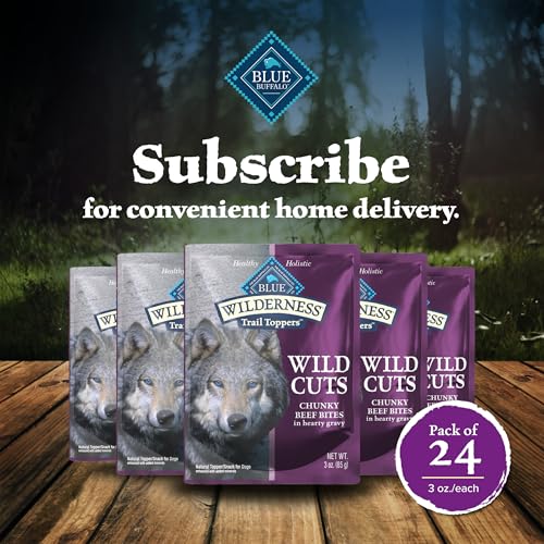 BLUE BUFFALO WILDERNESS TRAIL TOPPERS WILD CUTS WET DOG FOOD, HIGH-PROTEIN & GRAIN-FREE, MADE WITH NATURAL INGREDIENTS, CHUNKY BEEF BITES IN HEARTY GRAVY, 3-OZ. POUCHES, (24 COUNT)