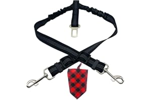 Dog Car Seat Belt Seatbelts Double Head Adjustable Nylon Pet Seat Belt with Pet Triangle Scarf for Pets Travel Car Seat Belts