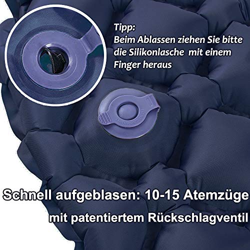 Hikenture® isolerende slaapmat voor trekkers en kampeerders, compact pakvolume, isolerend en ultralicht, opblaasbaar… - Image 4