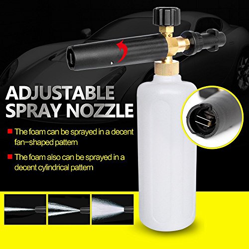 Rediboom Car Wash Adjustable Foam Cannon 1L, Snow Foam Lance Soap Dispenser - Fits All Karcher K Series Pressure Washers