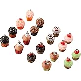 Uniquer 30Pcs Cup Cake Charms,10 Colors Imiated Food Resin Pendants with Loop for DIY Jewelry Making