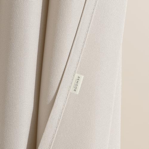 Room99 Aura Curtain 140 x 260 cm with Silver Eyelets, Light Beige, Matte Fabric, Easy Assembly and Maintenance