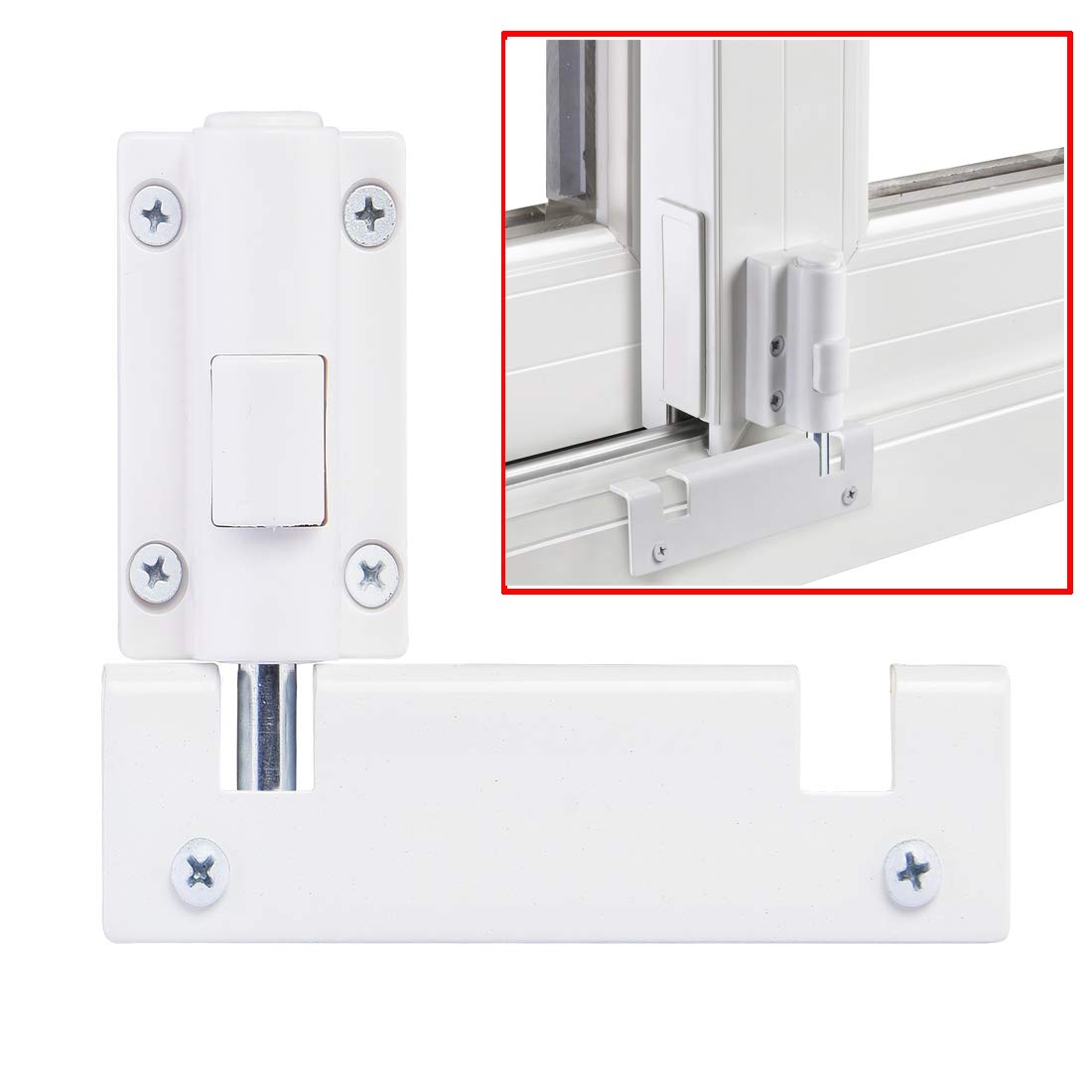 Wintek Patio Sliding Door Security Foot Lock Kick Lock, Fits on Top Rail-Childproof Patio Door Guardian-or Bottom Rail-Foot Operated-Keep Your Family Safe and Secure(1Pack,White)