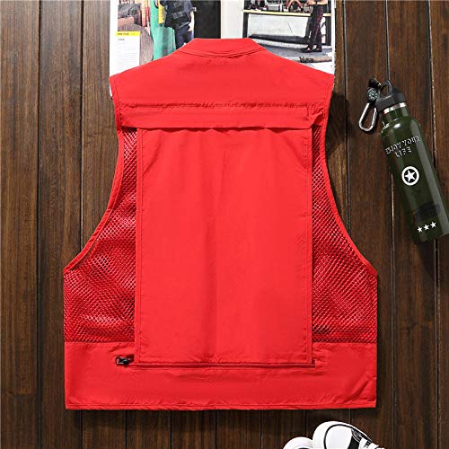 Angel Weste Für Herren,Herren Outdoor Sommer Schnelltrocknende Rote Atmungsaktive Mesh Angeljacke Weste Camping Jagd… – Bild 3