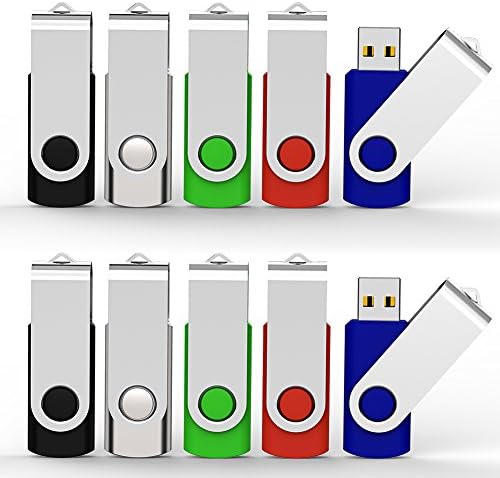 Keathy 10 Pack 4GB USB 2.0 Flash Drive Memory Stick Thumb Drives Pen Drive Jump Drive Zip Drive 5 Color (Black Red Silver Green Blue)