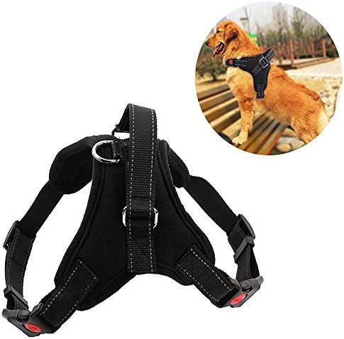 Vinca Mascot No Pull Dog Harness Adjustable Reflective Pet Harnesses with Handle Padded Chest Vest for Extra Large Dogs(Black,XL)