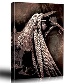 Vintage Styled Close Up of The Ropes on a Saddle - Canvas Art Home Art - 12x18 inches