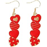 Valentines Heart Earrings for Women Red Heart Dangle Earrings for Valentines Gifts or Wedding Decoration Valentine's Jewelry