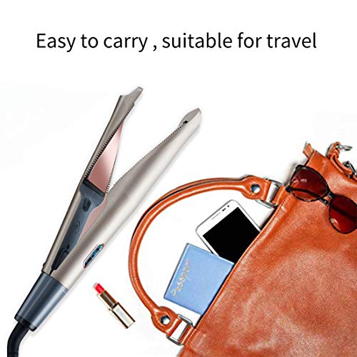 2 in 1 Flat Iron Professional Ceramic Hair Striaightener &Curler Hair Straightener Twist 2-in-1 Hair Curlers & Straightening Iron Hair Styling Tools Dual Voltages (Grey with Glove) - Thumbnail 4