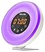 Wake Up Light Salute Sunrise Simulator Alarm Clock 6 Nature Sounds FM Radio Touch Control 7 Color Night Light 11 Mode Brightness Smart Snooze Function With USB Charger for Heavy Sleepers
