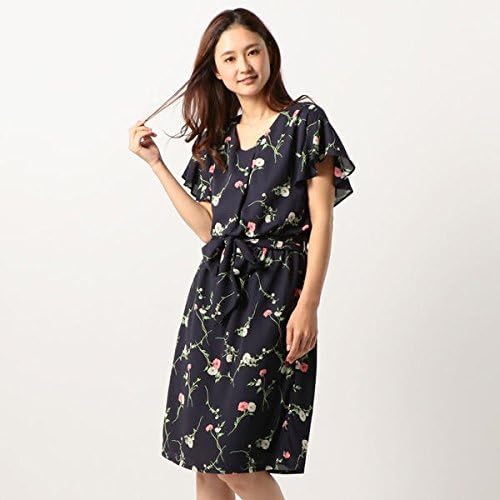 Amazon Co Jp ミューズ リファインド クローズ Mew S Refined Clothes フリル袖花柄ワンピース ネイビー M 服 ファッション小物