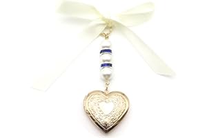 IDLAN Locket for Bouquet - Memorial Wedding Gift Bride Pendant Keepsake Something Blue
