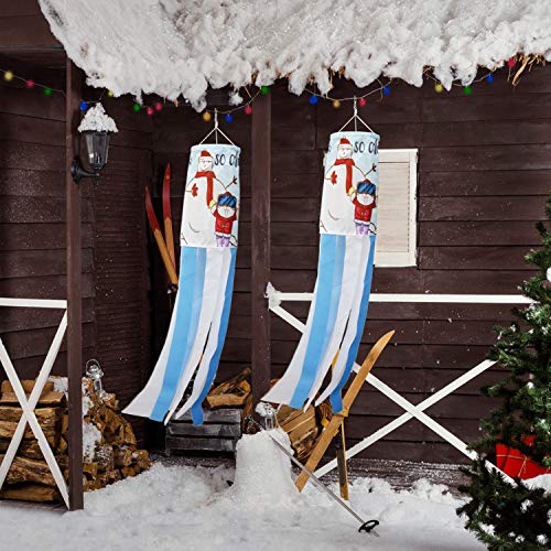 PINCHUANG 40 Inch Snowman Winter Windsock Flag, Christmas Windsock Outdoor Hanging Decoration for Front Yard Patio Lawn Garden Party Decor (Style B)