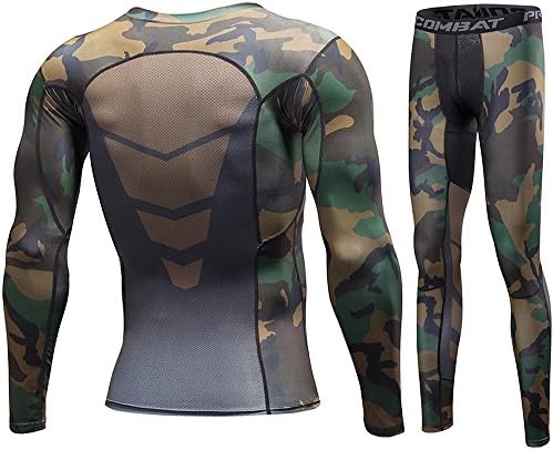 Findci Long Sleeve Shirt Tight Trousers Mens Comfortable Running Sports Compression Suits (L, Army Green)