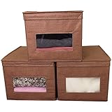 Paylak Closet Organizer Box Set with See Through Window for Sweaters, Linens, and More Set of 3