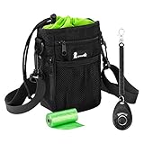 Dog Treat Bag with Built-In Poop Bag Dispenser, Waterproof, Adjustable Waist/Shoulder Strap, Multiple Pockets for Carrying Treat, Toys, Food