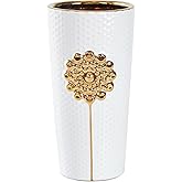 OTARTU Cylinder White Vase, Glazed Ceramic Flower Vase for Home Decor, Bedroom, Office, Living Room, Bathroom, Tabletop Decor