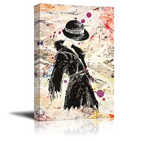 Canvas Wall Art - Watercolor Style Painting of a Woman in Black - Giclee Print Gallery Wrap Modern Home Art Ready to Hang - 12x18 inches