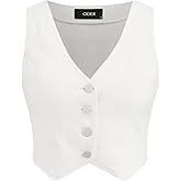CIDER Women's Denim Vest V Neck Sleeveless Crop Vest Button Down Casual Tops Trendy