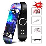 Easy_way Complete Skateboard with Colorful Flashing Wheels for Kids, Boys, Girls, Youths, Beginners 31''x 8''' Canadian Maple Layers