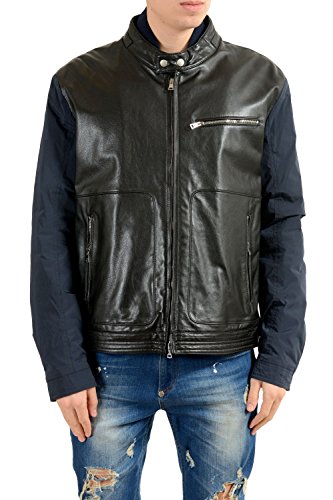 Gucci Men's Leather Two Tones Lightly Insulated Full Zip Jacket Size US 4XL IT 60