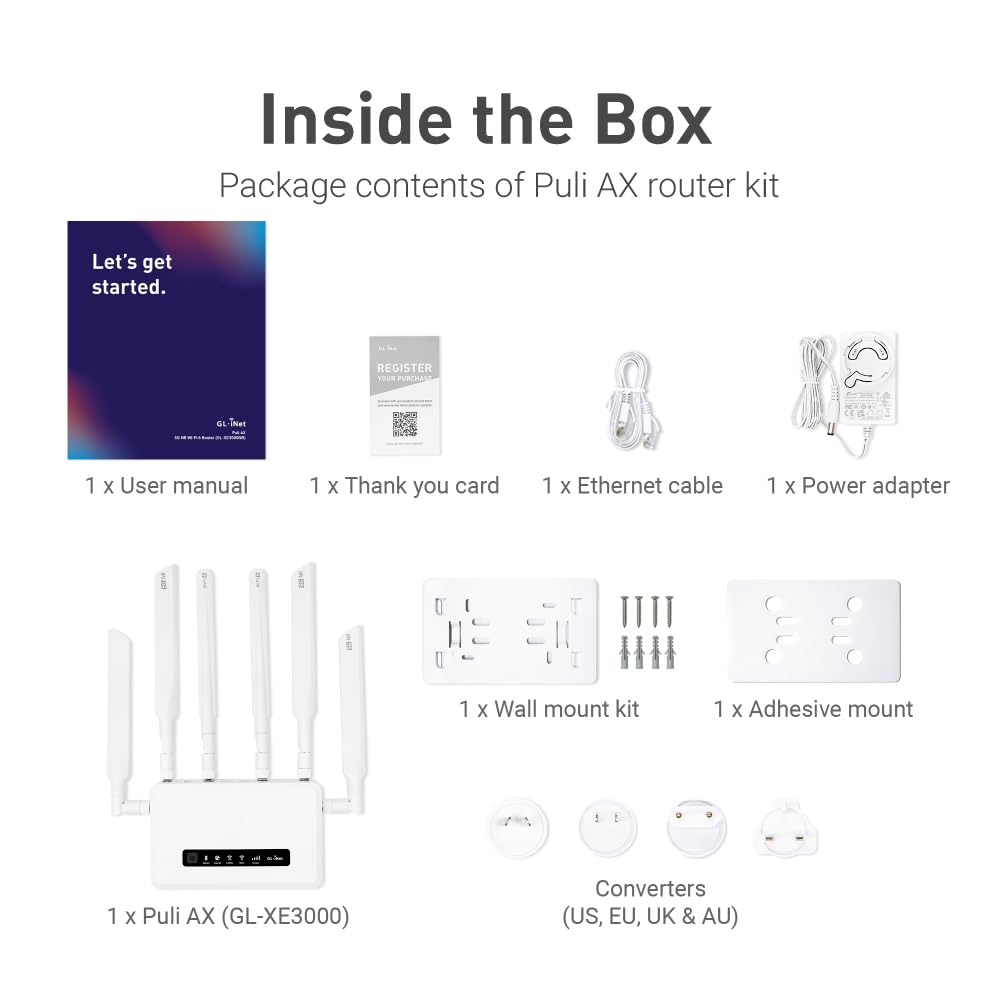GL.iNet GL-XE3000 (Puli AX) 5G Router with SIM Card Slot, Dual SIM Cellular Router, Wi-Fi 6, 6400mAh Battery, Multi-WAN, VPN, OpenWrt, Secure 5G Router for Office, Retail, Events, Remote Work 8