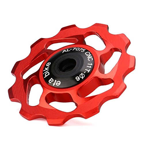 Gotd 11T MTB Ceramic Bearing Jockey Wheel Pulley Road Bike Bicycle Rear Derailleur (Red)