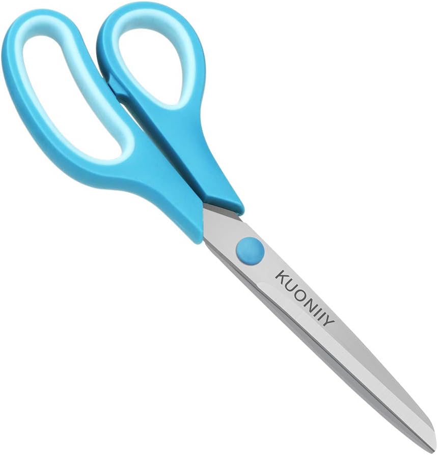 KUONIIY Scissors 8 Inch Soft Comfort-Grip Handles Sharp Blades, Set of 3, Red, Green, Blue, 3 pack - Image 4