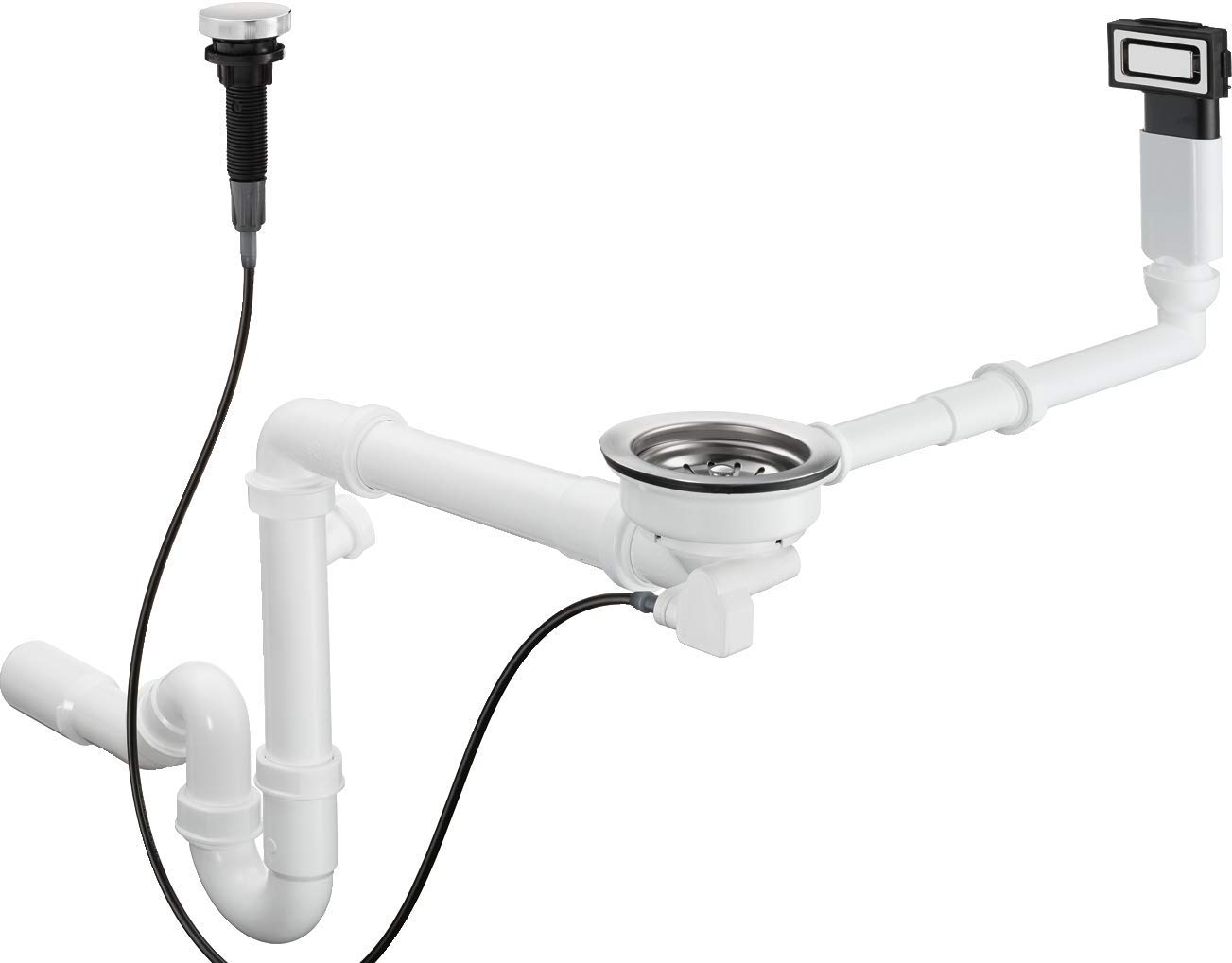 hansgrohe 43931800 Automatic Waste and Overflow Set for Single Bowl, Multicolor