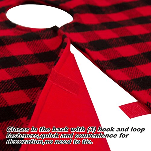 EDLDECCO Christmas Tree Skirt 48 Inches Buffalo Check Red and Black Plaid X'Mas Holiday Party Decor Ornaments