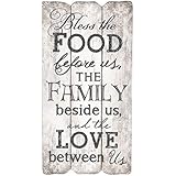 P. Graham Dunn Bless The Food Family and Love 12 x 6 Small Fence Post Wood Look Decorative Sign Plaque