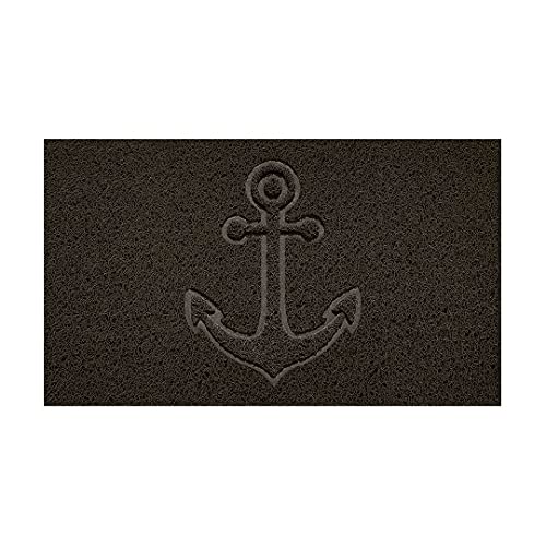 Nicoman Embossed Spaghetti Door Mat Dirt-Trapper Jet-Washable Doormat 70x43cm (Brown, ANCHOR Shape) - Use Indoor or Sheltered Outdoor