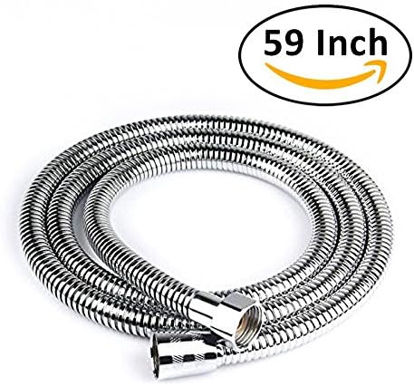 CherryKelly Handheld Shower - Stretchable Stainless Steel Replacement Hose With Brass Fittings - Chrome Finish - 59 Inch/1.5 M