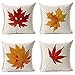 LEIOH Fall Decor Cotton Linen Leaves,Maple Leaf Autumn Decorations Cushion Covers 18 x 18 Inch Sofa Home Decor Throw Pillow Case for Bed Pillow Covers Set of 4