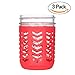 JarJackets Silicone Mason Jar Protector Sleeve - Fits Ball, Kerr 16oz (1 pint) WIDE-Mouth Jars | Package of 3 (Poppy) …