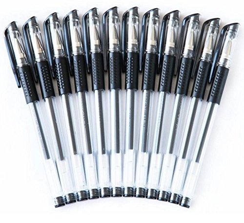 Deli Gel Grip Stick Medium Point Gel Pens, 0.5 mm, Black 12/pk