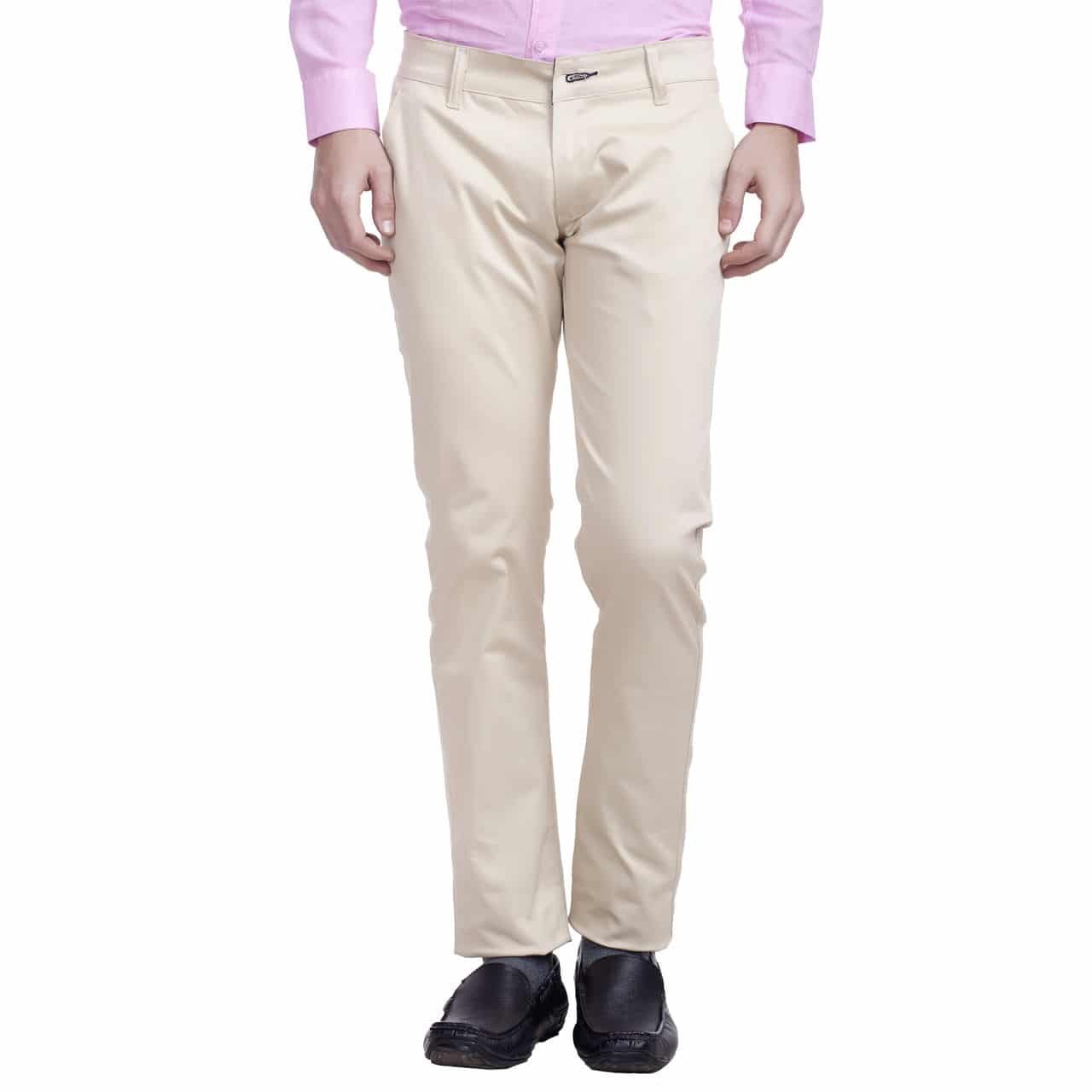cream slim trousers