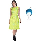 Cuzeolin Joy Costume Disgust Dress Adults Inside Cosplay Out Emotions Halloween Costume Skater Dress
